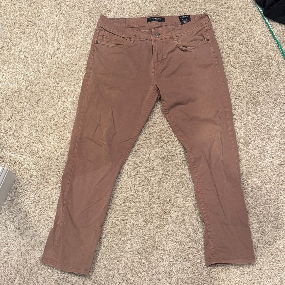 Liverpool Los Angelos Modern Straight Brown Pants 33x30